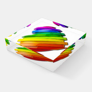SlipperyJoe's pride heart shape multiple horizonta Paperweight