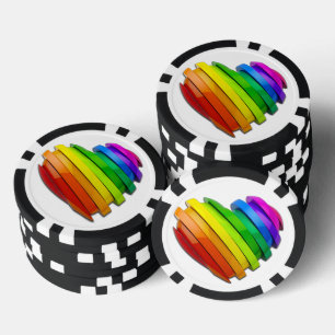 SlipperyJoe's pride heart shape multiple horizonta Poker Chips