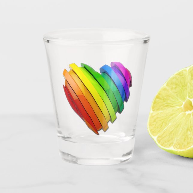 SlipperyJoe's pride heart shape multiple horizonta Shot Glass (Front)