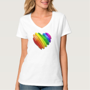 SlipperyJoe's pride heart shape multiple horizonta T-Shirt