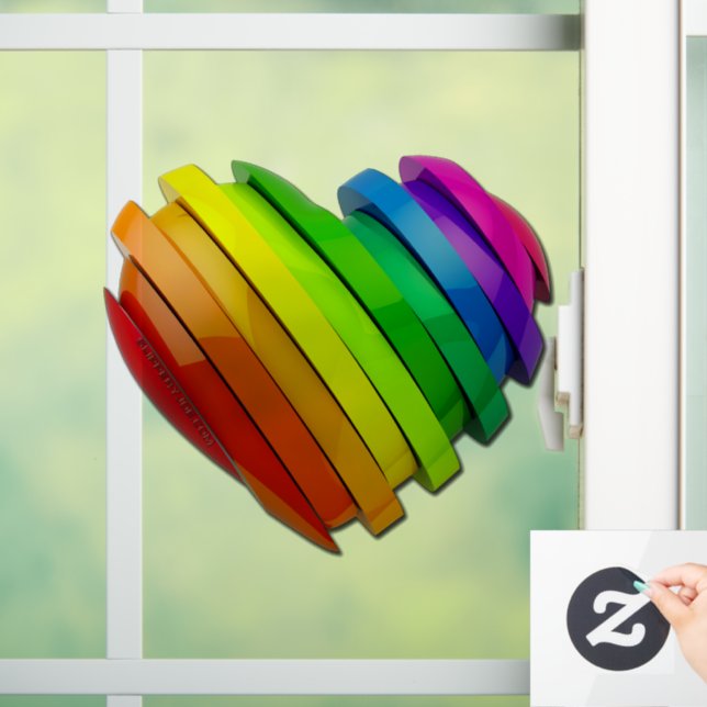 SlipperyJoe's pride heart shape multiple horizonta Window Cling (Home)