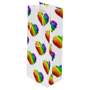 SlipperyJoe's pride heart shape multiple horizonta Wine Gift Bag