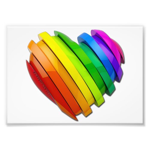 SlipperyJoes Pride heart Slices shaped glossy shi Photo Print