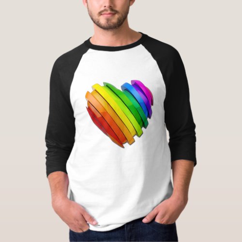 SlipperyJoes Pride heart Slices shaped glossy shi T_Shirt