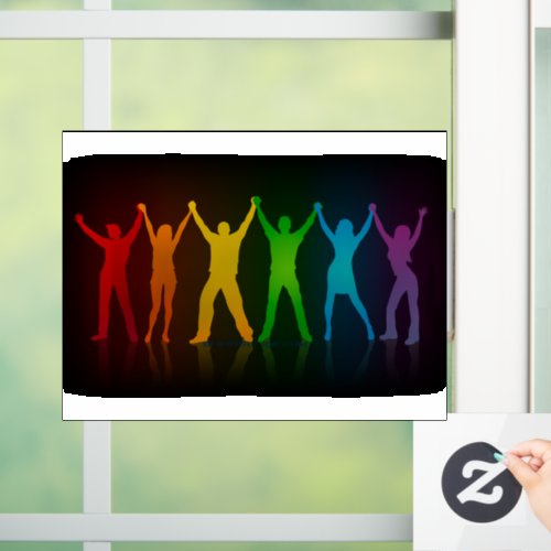 SlipperyJoes pride people hands silhouette colorf Window Cling