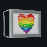 SlipperyJoe's pride scribbled heart shape drawing  Belt Buckle<br><div class="desc">SlipperyJoe's pride scribbled heart shape drawing rainbow love inclusivity message transcends boundaries gradient rainbow colors vibrant colorful illustration gay pride gifts artistic LGBTQIA uneven lines radiating outwards red orange yellow green blue purple depth dimension</div>
