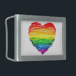 SlipperyJoe's pride scribbled heart shape drawing  Belt Buckle<br><div class="desc">SlipperyJoe's pride scribbled heart shape drawing rainbow love inclusivity message transcends boundaries gradient rainbow colors vibrant colorful illustration gay pride gifts artistic LGBTQIA uneven lines radiating outwards red orange yellow green blue purple depth dimension</div>