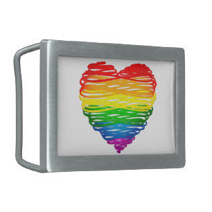 SlipperyJoe's pride scribbled heart shape drawing Belt Buckle