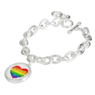 SlipperyJoe's pride scribbled heart shape drawing Bracelet