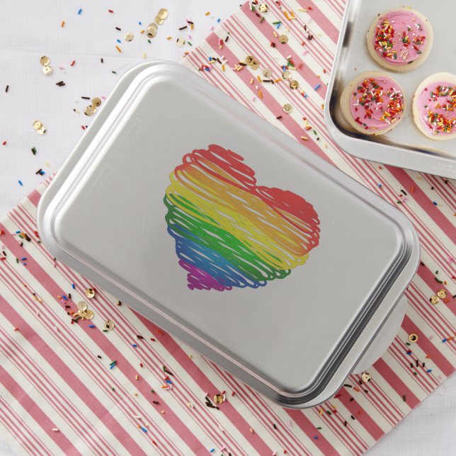 SlipperyJoe's pride scribbled heart shape drawing  Cake Pan (In Situ)