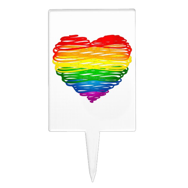 SlipperyJoe's pride scribbled heart shape drawing  Cake Topper (Front)