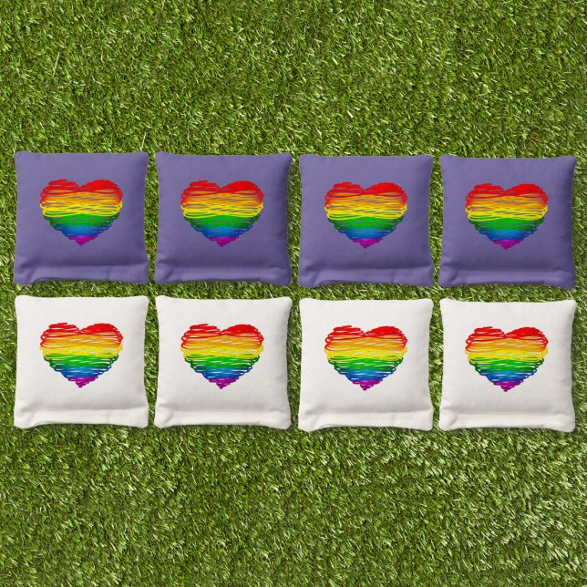 SlipperyJoe's pride scribbled heart shape drawing  Cornhole Bags (Set)