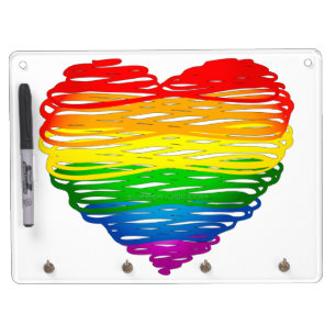 SlipperyJoe's pride scribbled heart shape drawing Dry Erase Board With Keychain Holder