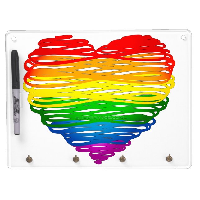 SlipperyJoe's pride scribbled heart shape drawing  Dry Erase Board With Keychain Holder (Front)