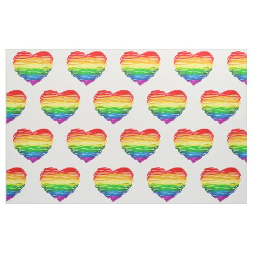SlipperyJoe's pride scribbled heart shape drawing  Fabric