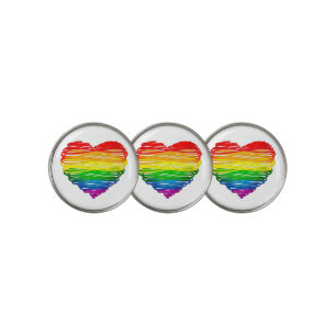 SlipperyJoe's pride scribbled heart shape drawing Golf Ball Marker