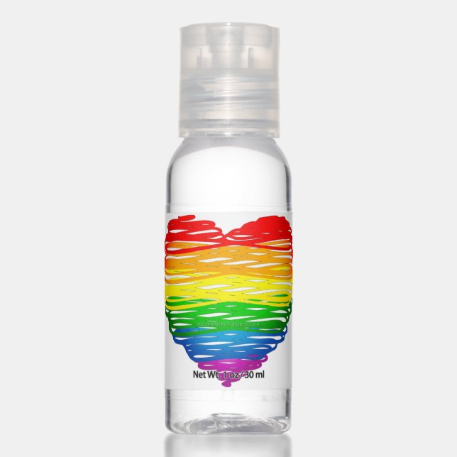SlipperyJoe's pride scribbled heart shape drawing  Hand Sanitizer (Front)