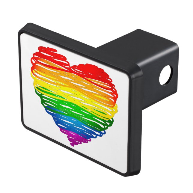 SlipperyJoe's pride scribbled heart shape drawing  Hitch Cover (Top Right)