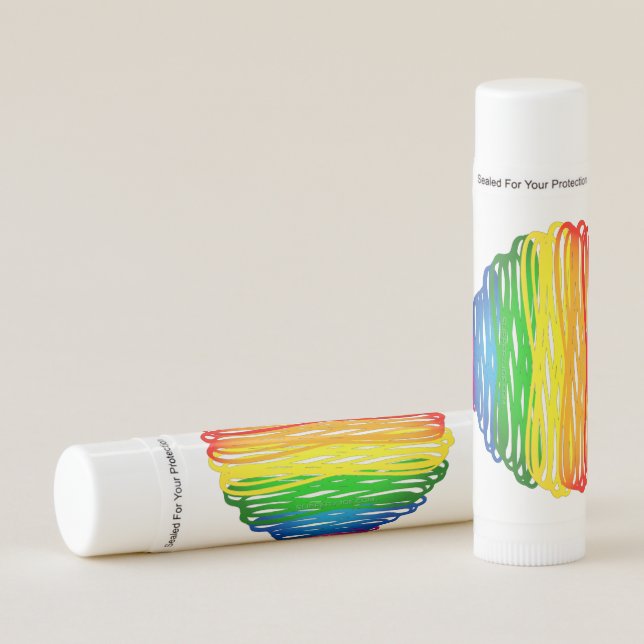SlipperyJoe's pride scribbled heart shape drawing  Lip Balm (Front)