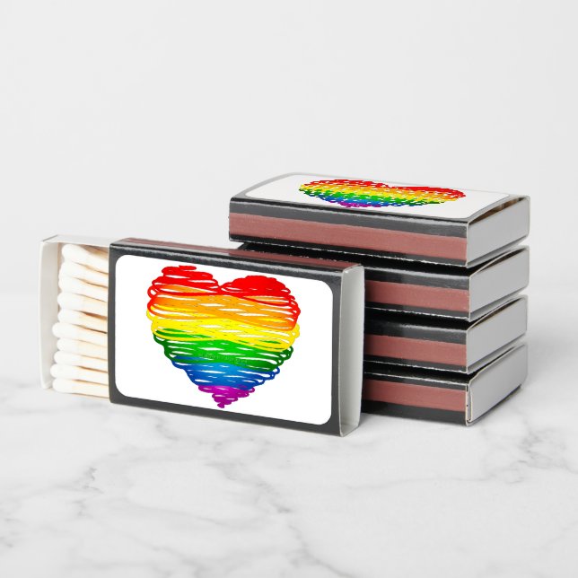 SlipperyJoe's pride scribbled heart shape drawing  Matchboxes (Stacked)