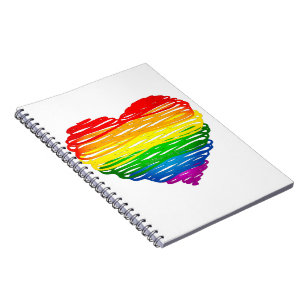 SlipperyJoe's pride scribbled heart shape drawing  Notebook