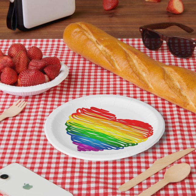 SlipperyJoe's pride scribbled heart shape drawing  Paper Plates (Picnic)