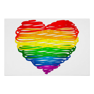 SlipperyJoe's pride scribbled heart shape drawing Poster