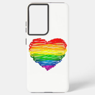 SlipperyJoe's pride scribbled heart shape drawing Samsung Galaxy S21 Ultra Case