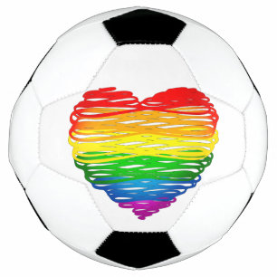 SlipperyJoe's pride scribbled heart shape drawing Soccer Ball