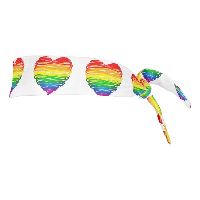 SlipperyJoe's pride scribbled heart shape drawing  Tie Headband (Rotate 90)