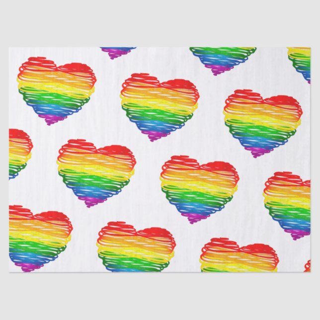 SlipperyJoe's pride scribbled heart shape drawing  Tissue Paper (Front)