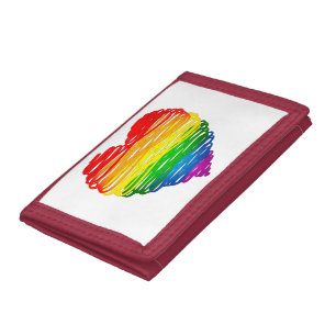 SlipperyJoe's pride scribbled heart shape drawing Trifold Wallet