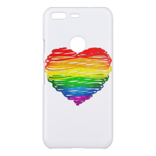 SlipperyJoe's pride scribbled heart shape drawing  Uncommon Google Pixel Case