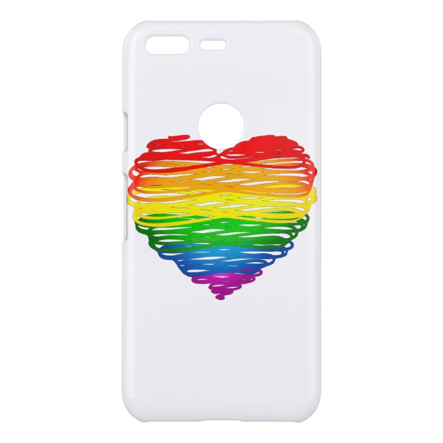 SlipperyJoe's pride scribbled heart shape drawing  Uncommon Google Pixel Case (Back)