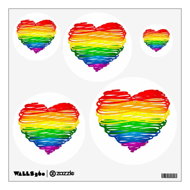 SlipperyJoe's pride scribbled heart shape drawing  Wall Decal (Front)