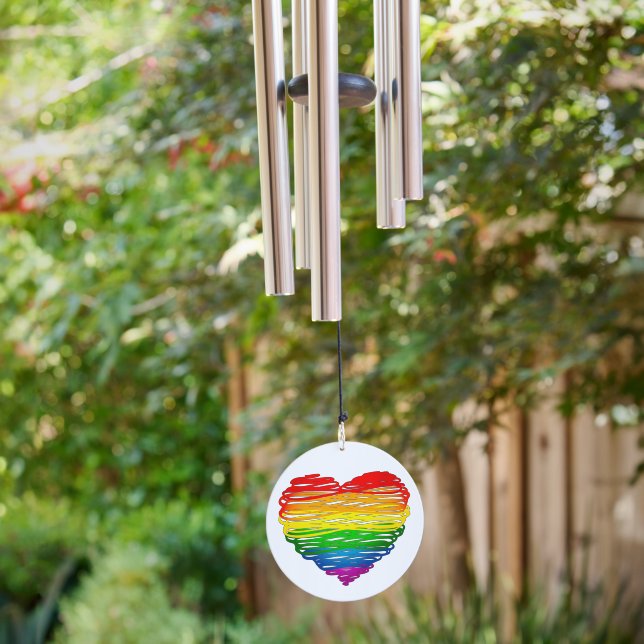 SlipperyJoe's pride scribbled heart shape drawing  Wind Chime (Backyard)