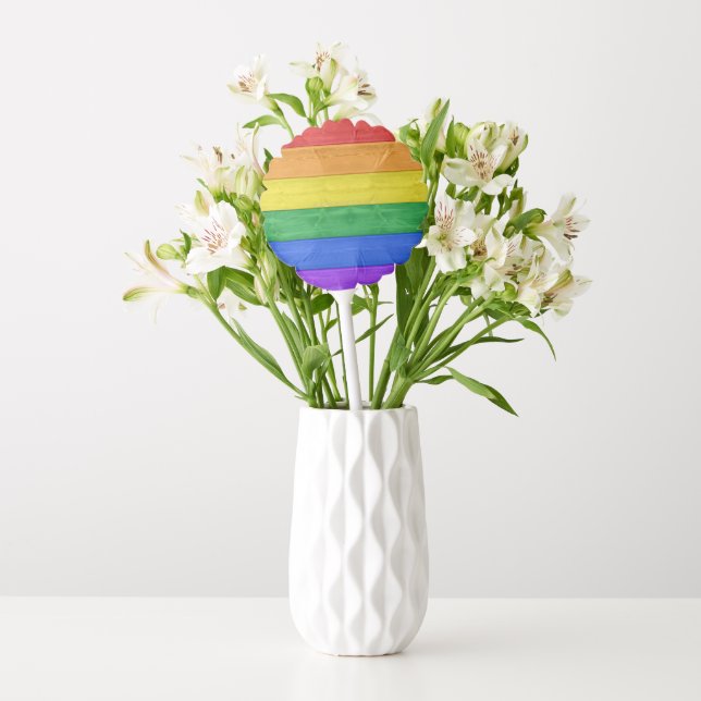 SlipperyJoe's pride wooden flag horizontal rainbow Balloon (Vase)