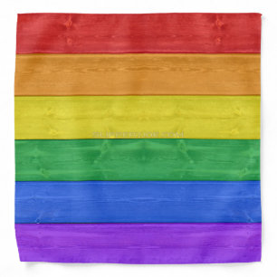 SlipperyJoe's pride wooden flag horizontal rainbow Bandana