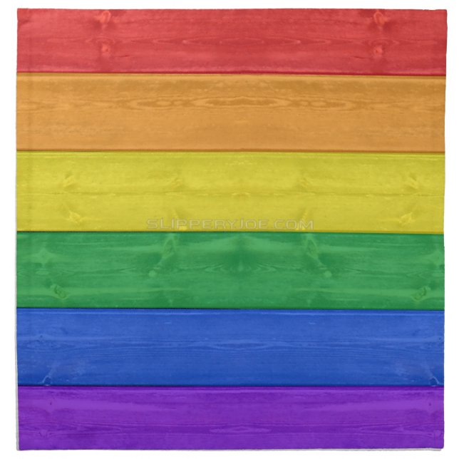 SlipperyJoe's pride wooden flag horizontal rainbow Cloth Napkin (Front)