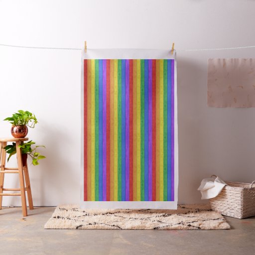 SlipperyJoe's pride wooden flag horizontal rainbow Fabric