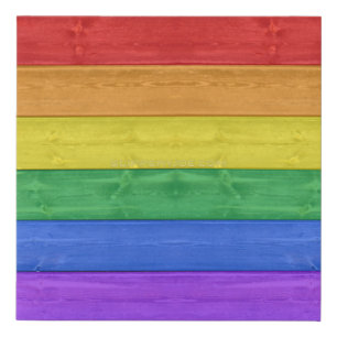 SlipperyJoe's pride wooden flag horizontal rainbow Faux Canvas Print