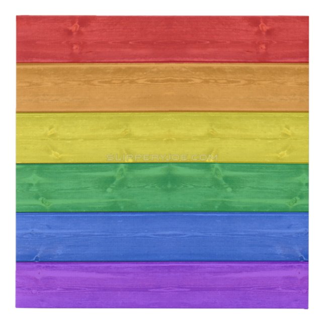 SlipperyJoe's pride wooden flag horizontal rainbow Faux Canvas Print (Front)