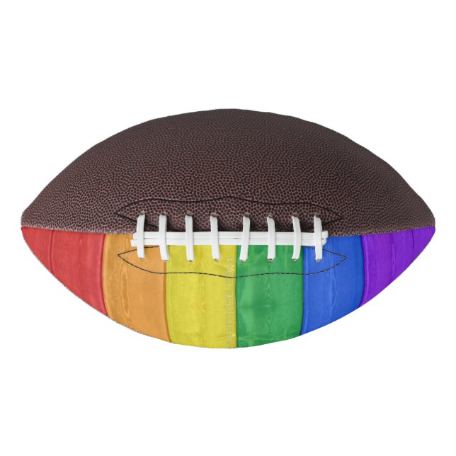 SlipperyJoe's pride wooden flag horizontal rainbow Football (Front)