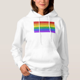 SlipperyJoe's pride wooden flag horizontal rainbow Hoodie