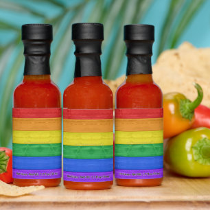 SlipperyJoe's pride wooden flag horizontal rainbow Hot Sauces