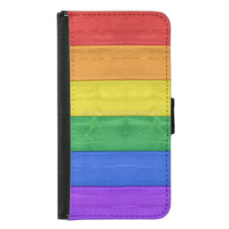 SlipperyJoe&#39;s pride wooden flag horizontal rainbow Samsung Galaxy S5 Wallet Case
