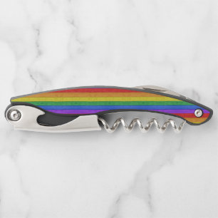SlipperyJoe's pride wooden flag horizontal rainbow Waiter's Corkscrew