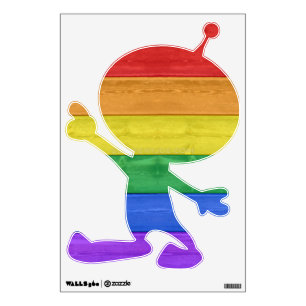 SlipperyJoe's pride wooden flag horizontal rainbow Wall Decal
