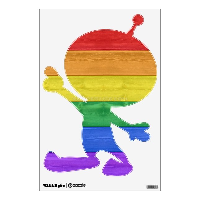 SlipperyJoe's pride wooden flag horizontal rainbow Wall Decal (Front)