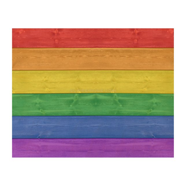 SlipperyJoe's pride wooden flag horizontal rainbow Wood Wall Art (Front)